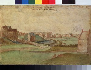 ""Landskap nära Antwerpen i Belgien"" (Landskap nära Antwerpen) Akvarell av Gillis Mostaert (1534-1598) 1566 Pushkin Museum, Moskva