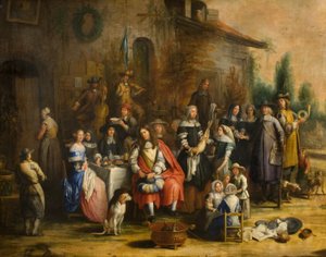 Jaktfest utanför ett värdshus av Gillis van (follower of) Tilborgh