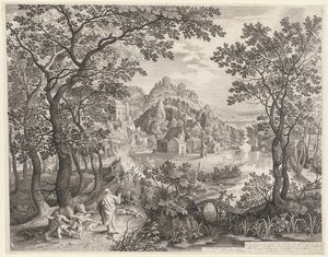 Elisha förbannar Betels barn som slukas av björnarna, 1602.