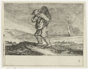 Dune landskap med en fiskare Verscheyden Stränder och vattenscener gjorda av Jan Percelles (serietitel)