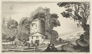 Landskap med ett torn Tolv landskap med figurer (serietitel) av Gillis van Scheyndel (I)