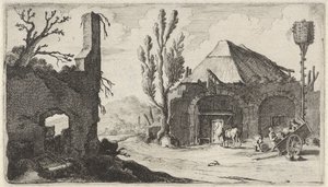 Grusväg vid en ruin och ett värdshus Tolv landskap (serietitel) av Gillis van Scheyndel (I)