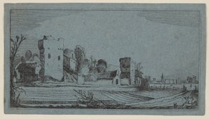 Fält före ruiner förvandlade till gårdar, från Tolv landskap med figurer av Gillis van Scheyndel