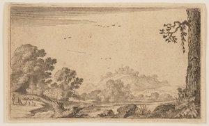 Flod i delvis öppen kuperad terräng, från Twelve Landscapes av Gillis van Scheyndel