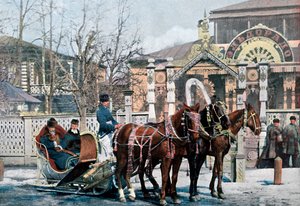 En trojkasläde i Moskva, Ryssland, c1890