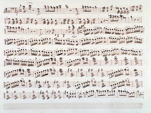 Sida med violinmusik till en symfoni av Gioacchino Rossini