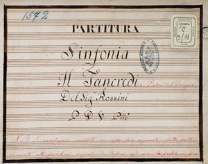 Noter till den reducerade symfonin för Tancredis piano, opera av Gioacchino Rossini