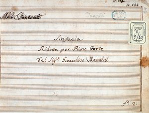 Noter till den reducerade symfonin för Tancredis piano, opera av Gioacchino Rossini