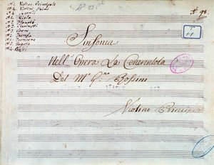 Titelsida för musikpartitur av violin för symfoni i Askungen, eller Goodness Triumphant av Gioachino Rossini av Gioachino Rossini