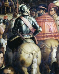 Triumfen efter kriget i Siena, Italien. Detalj. Målning av Giorgio Vasari och hans ateljé (1511-1574)