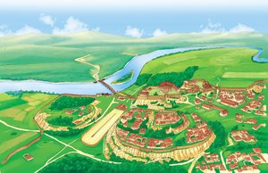 Antika Rom (arkaisk): vy över staden Rom på 600-talet f.Kr. av Giorgio Albertini