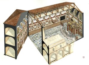 Barockkonst: rekonstruktion av den arkitektoniska strukturen i synagogan i Casale Monferrato (Casal) nära Alessandria (Alexandria), Italien. av Giorgio Albertini