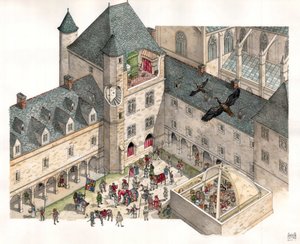 Medeltiden: Aeriansk vy av Palais des Dukes de Burgundy i Dijon (Cote d