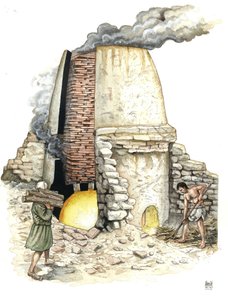 Medeltiden: tegelugn eldar med ved. 12:e århundradet av Giorgio Albertini