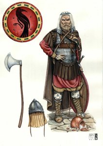 Medeltiden: soldat i Varangian guard (eller varegue guard), elitkår i den bysantinska armén