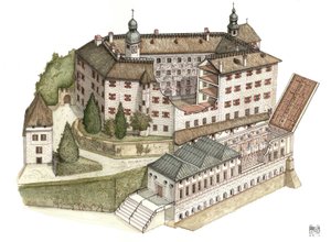 Renässansarkitektur: återuppbyggnad av slottet Ambras av Giorgio Albertini
