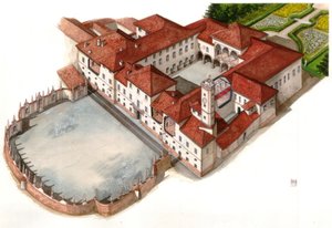 Utsikt över palatset Arese Borromeo, byggt på 1600-talet, i Cesano Maderno, Italien av Giorgio Albertini
