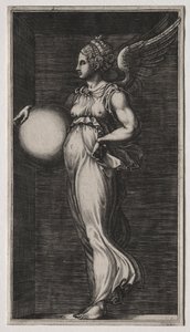 Allegorisk figur som håller en sfär, mitten av 1560-talet. av Giorgio Ghisi