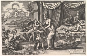 Allegori över födelse, 1558. av Giorgio Ghisi