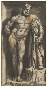 Farnese Hercules, sent 1570-tal. av Giorgio Ghisi
