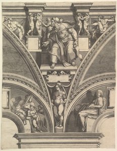 Profeten Hesekiel, från serien av profeter och sibyllor i Sixtinska kapellet, 1570-75. av Giorgio Ghisi