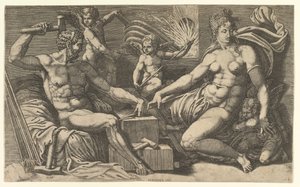 Venus och Vulcanus vid smedjan, ca. 1555. av Giorgio Ghisi