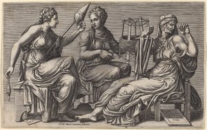 De tre öden av Giorgio Ghisi after Giulio Romano