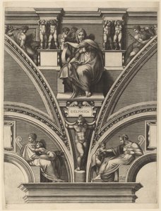 Den delfiska sibylla av Giorgio Ghisi after Michelangelo