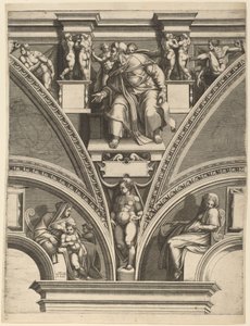 Profeten Hesekiel av Giorgio Ghisi after Michelangelo