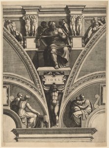 Profeten Joel av Giorgio Ghisi after Michelangelo
