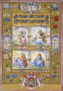De fyra evangelisterna, inom en gräns av blommor, fåglar och insekter, 1572