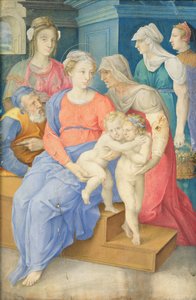Den heliga familjen med St. Elizabeth, St. Johannes Döparen och tre adelskvinnor, ca 1557