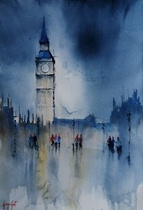 Big Ben i regnreflexer