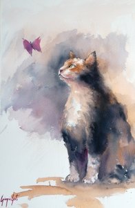 Den nyfikna katten och fjärilen av Giorgio Gosti