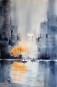 Dimma över hamnen av Giorgio Gosti