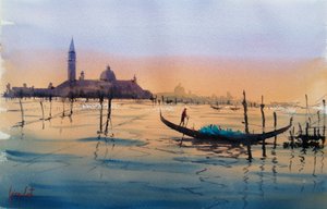 Gondol i Venedig vid solnedgången av Giorgio Gosti