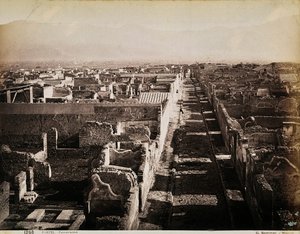 Flygfoto över den arkeologiska platsen i Pompeji