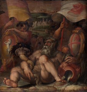 Allegori över Colle val dElsa och San Gimignano, 1563-1565 av Giorgio Vasari