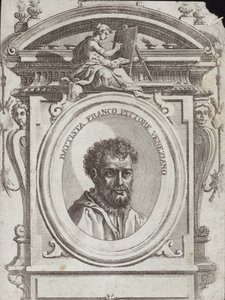 Battista Franco Veneziano, född som Giovanni Battista Franco, en italiensk konstnär. Gravyr Giorgio Vasari av Giorgio Vasari