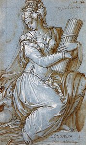 Concordia (penna, svart bläck & grå penna på papper) av Giorgio Vasari