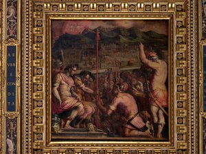 Grunden av Florentia, en romersk bosättning av Giorgio Vasari