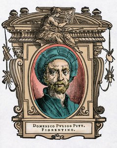 Porträtt av Domenico PULIGO [1492-1527] italiensk målare. Gravering av godbiten "" Livet för de mest utmärkta målarna, skulptörerna och arkitekterna "" (Le Vite de