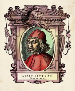 Porträtt av Lippo di Benivieni (1200-1300-talet) Gravyr från "The Lives" av Giorgio Vasari (1511-1574) 1568 av Giorgio Vasari