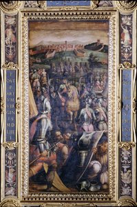 Capture of Casole från taket på Salone dei Cinquecento, 1565 (panel) av Giorgio Vasari