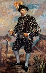 Självporträtt i svart 1600-talsdräkt av Giorgio de Chirico
