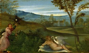 Leda and the Swan - Målning av Giorgio da Castelfranco dit Giorgione (1477-1510), olja på duk, cirka 1500