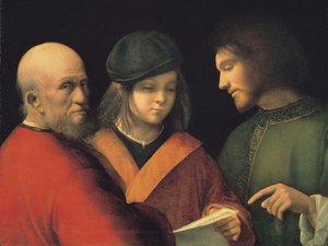 Människans tre åldrar som läser en sång, ca. 1501