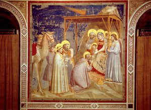 Tillbedjan av männen, Scrovegnis kapell, Padua, ca 1305 (fresk) av Giotto (c.1266 1337)
