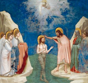 Kristi dop, detalj från Kristi liv och lidande, av Giotto av Giotto (c.1266 1337)