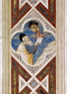 Gud befaller Hesekiel att äta rulla och sedan rapportera dess innehåll till Israels folk, Detalj från fresker, av Giotto av Giotto (c.1266 1337)